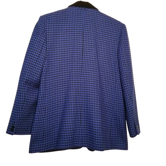 VTG-JH Collectibles Women's Blue/Black Houndstooth Long Sleeve Wool Blazer Sz 12 - Picture 4 of 12